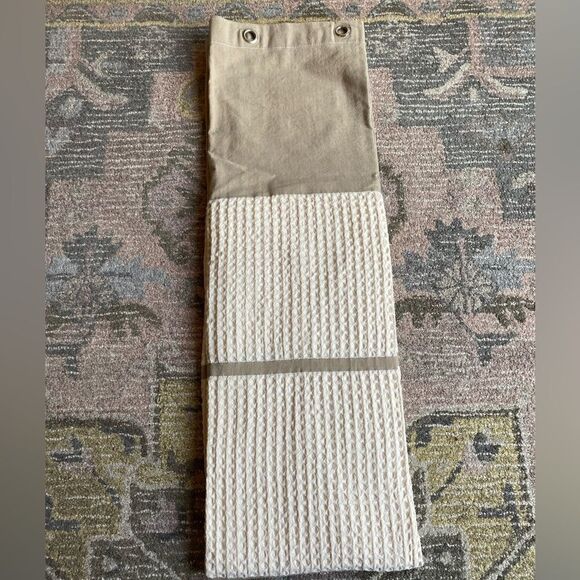 Sonoma Waffle Weave with Blocked Material Design Shower Curtain - Picture 2 of 8